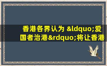 香港各界认为 “爱国者治港”将让香港走向美好未来